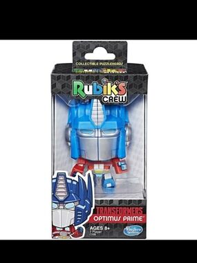 Rubik's Crew Transformers Optimus Prime Blue Red Silver Vinyl Figure